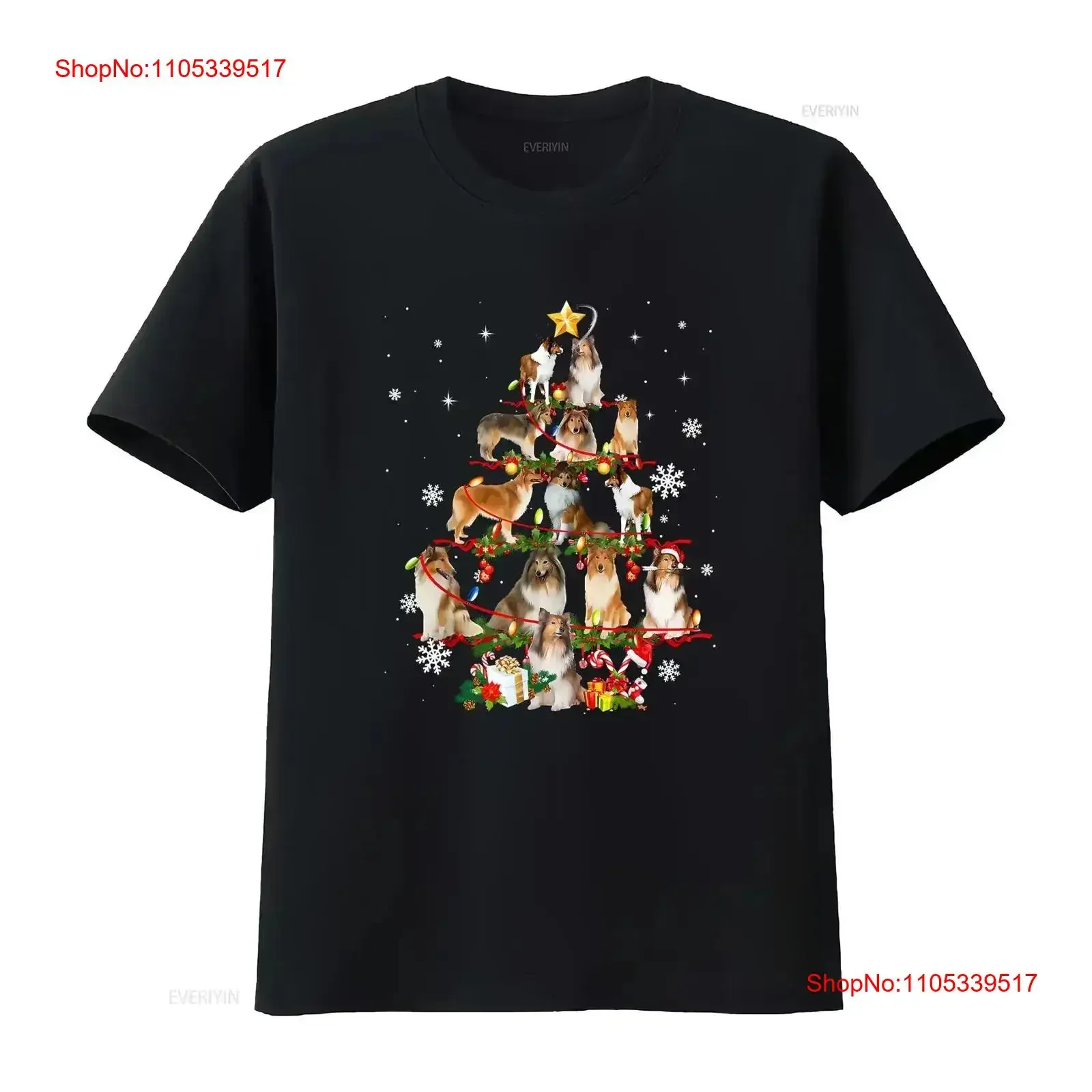 Rough Collie Christmas Tree Lights Funny Dog Xmas T Shirt vintage Washed streetwear Soft Slightly fashion Breathable Stylish