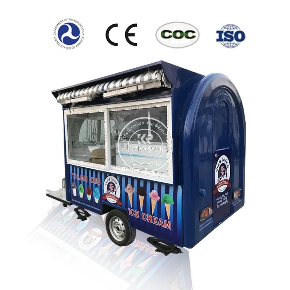 2024 Black Square Trailer Coffee Ice Cream Mobile Food Truck For Sale Outdoor Mobile Fast Food Trailer