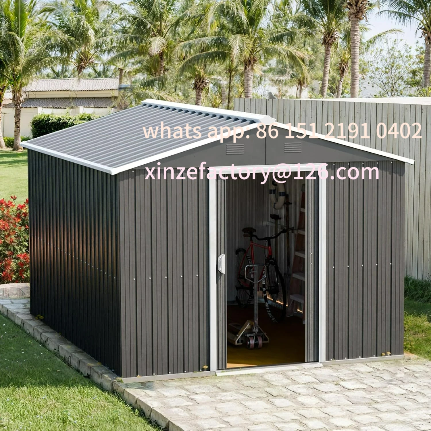 

Outdoor tool room Garden courtyard Sub-outdoor storage room Simple sundries combination house Terrace Iron activity board room