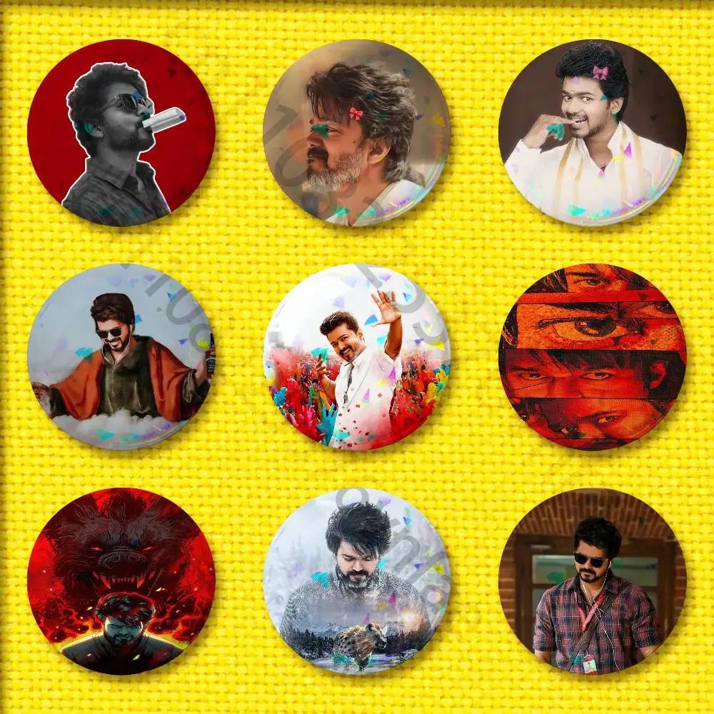 

T-Thalapathy V-Vijay India Badge For 58mm 32mm 44mm 25mm 75mm Round Pin Brooch Insignia Cover Cosplay