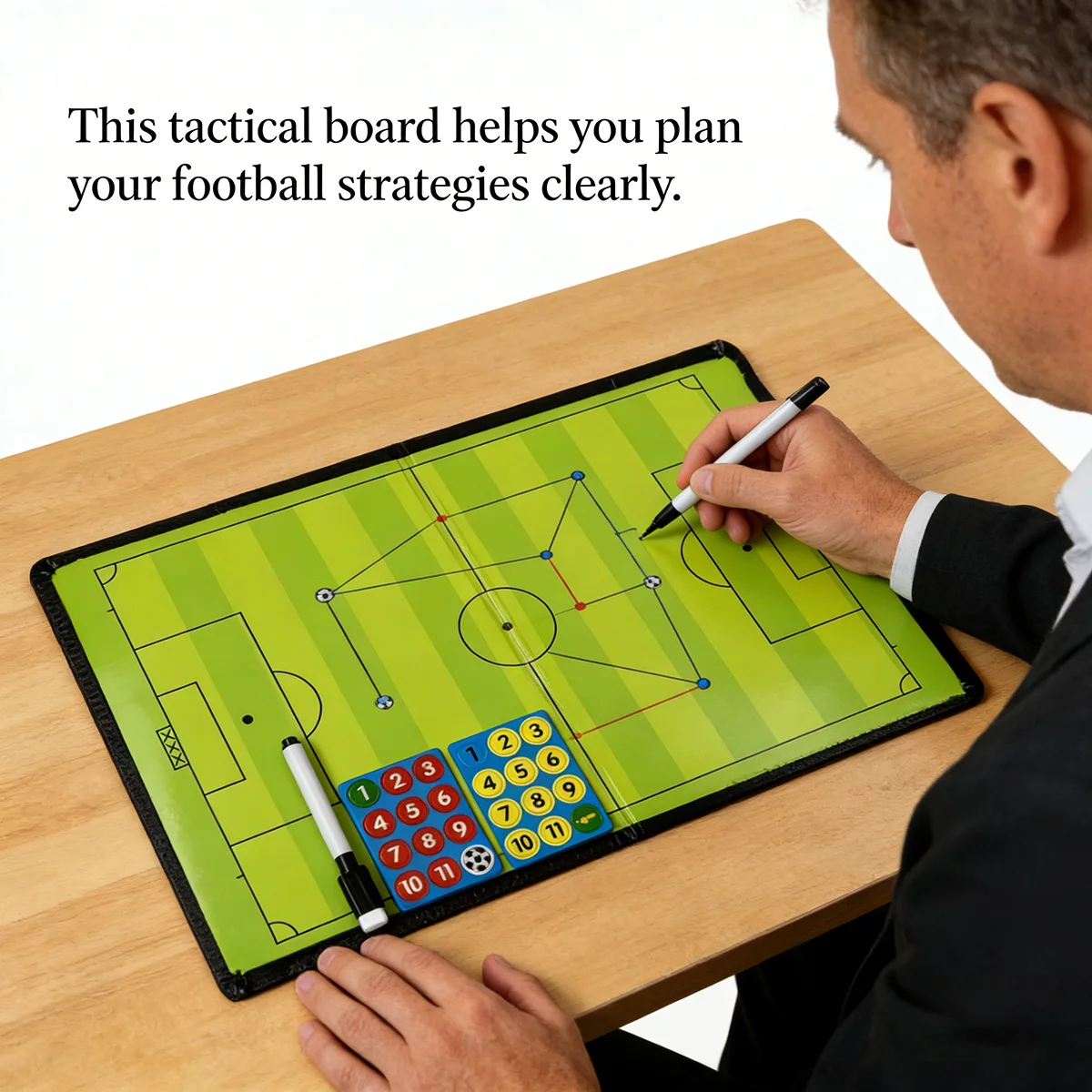 Magnetic Soccer Tactics Board, Foldable Football Coaching Clipboard with Magnets & Pen, Portable Strategy Board for Soccer Train