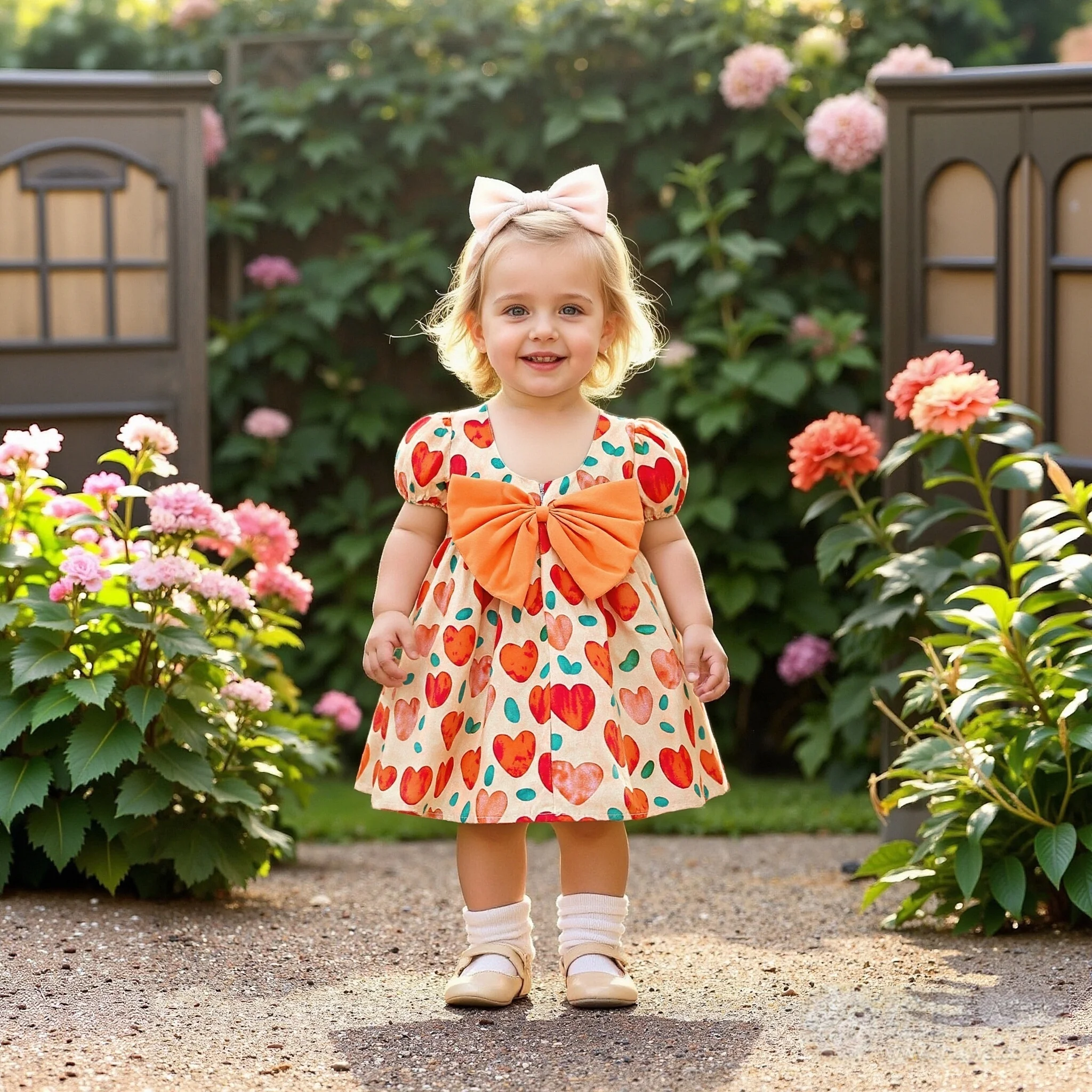 

Baby Girl Dress Summer New Cotton Bow Love Pattern Girls Dresses Cute Fluffy Beach Girl Dress Clothing