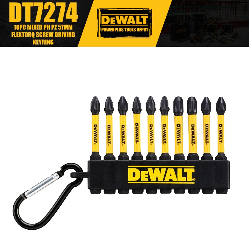 

DEWALT DT7274 10PC Mixed PH/PZ 57MM FLEXTORQ Screw Driving Keyring Tool Accessories