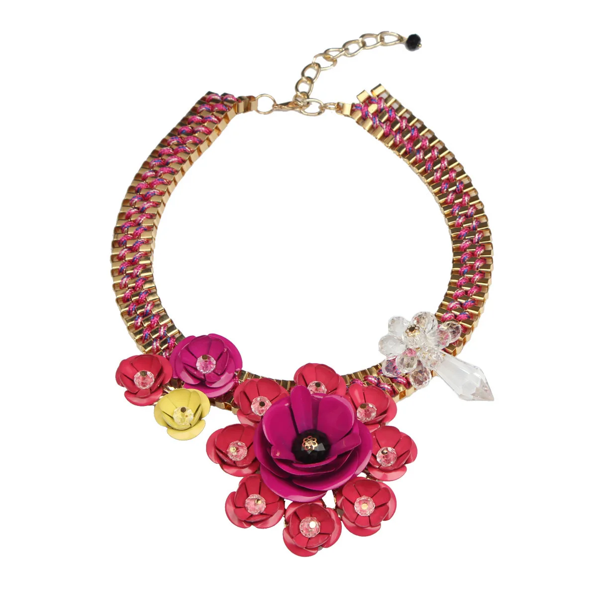 Accesorios DIY: Nuevos modelos transfronterizos, collares de flores tejidos a mano europeos y americanos, cadenas cortas para clavícula, estilo exagerado.