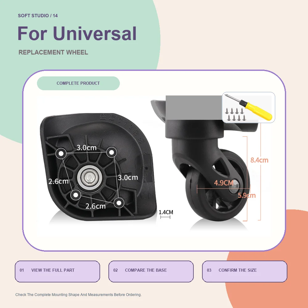 Durable Luggage Replacement Caster For Universal Suitcase Quiet Caster Repair Kit For Travel Premium Travel
