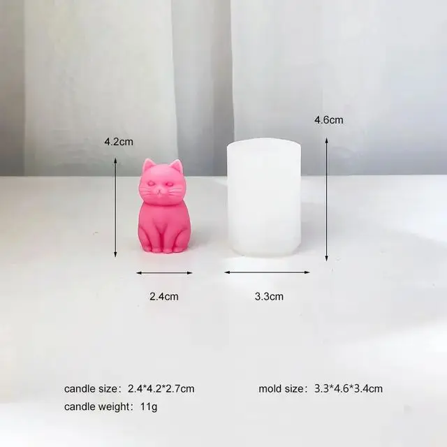 Cute Cat Silicone Candle Mould DIY Stand Pet Soap Resin Making Tool Animal Chocolate Cake Mold Plaster Doll Christmas Gift