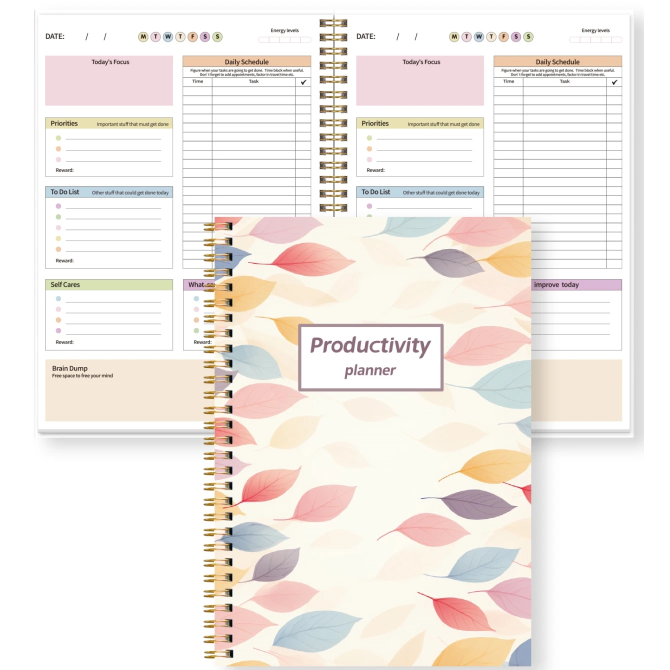 

Productivity Planner Spiral Bound Daily Schedule Notebook to Do List Focus Journal 10 X 7.17 Inch