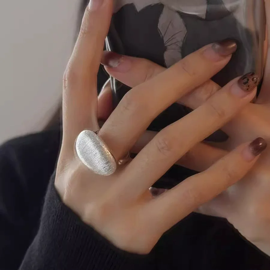 Adjustable Brushed Ball Rings for Women - Punk Fashion Jewelry