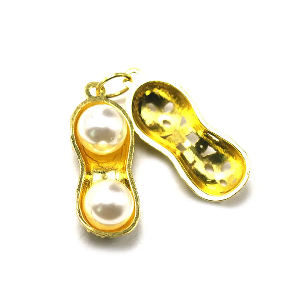 10Pcs Pearl Peanut Shape Alloy Pendants Stylish DIY Charm Set for Clavicle Chain Sweater Jewelry Scrapbooking Cosplay