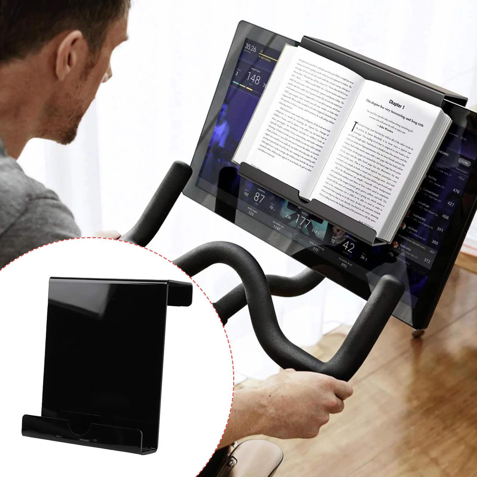Treadmill Tablet Holder Exercise Bike Reading Stand Acrylic Book Holder Easy Setup for Gym Exercising Treadmill Reading Holder