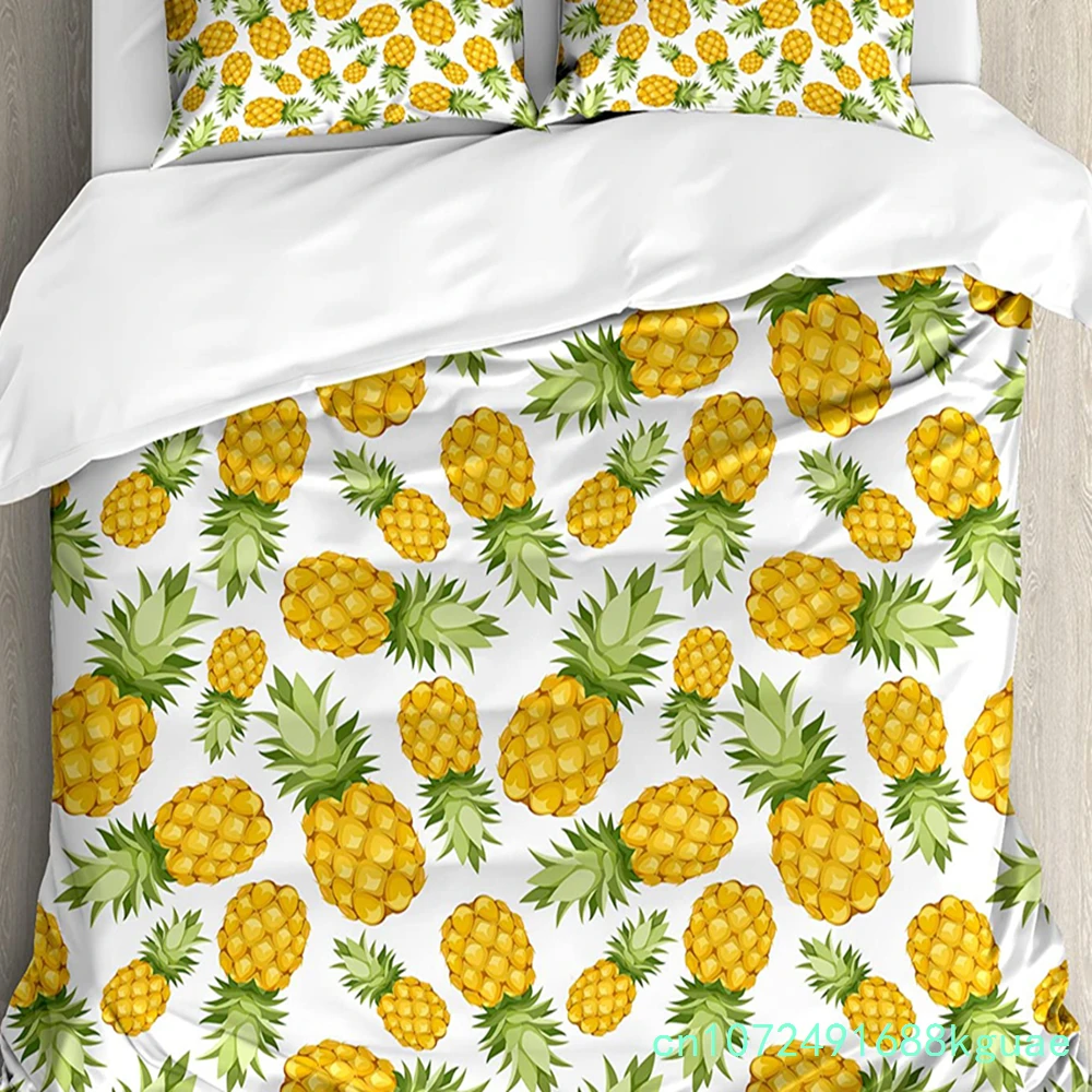Cherry Fruit White Printed Comfort Duvet Cover Pillow Case Home Textile Quilt Cover Boy Kid Teen Girl Luxury 3pcs Bedding Set