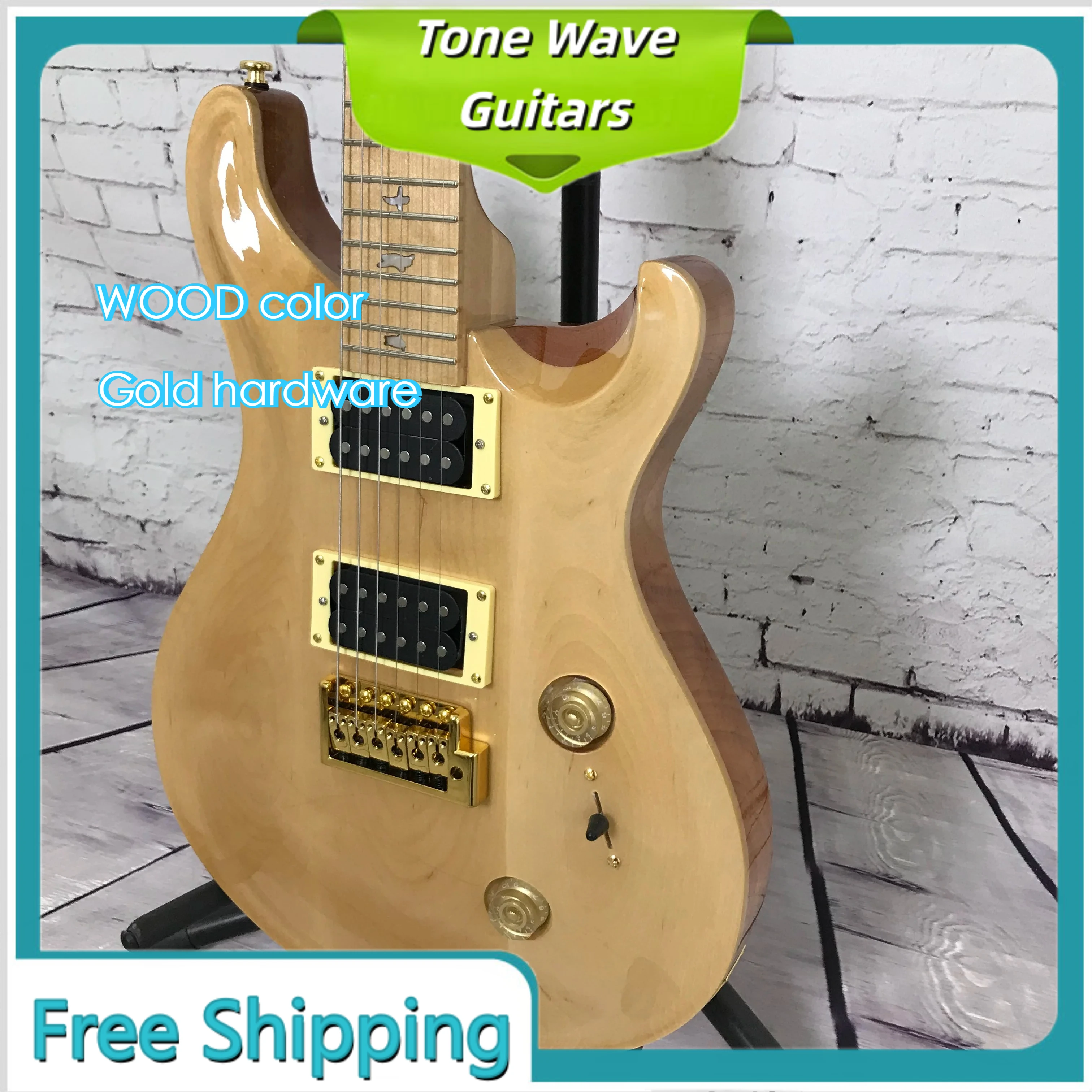 

Wooden PRS Electric Guitar HH Pcikups Gold Hardware Solid Guitar Unisex