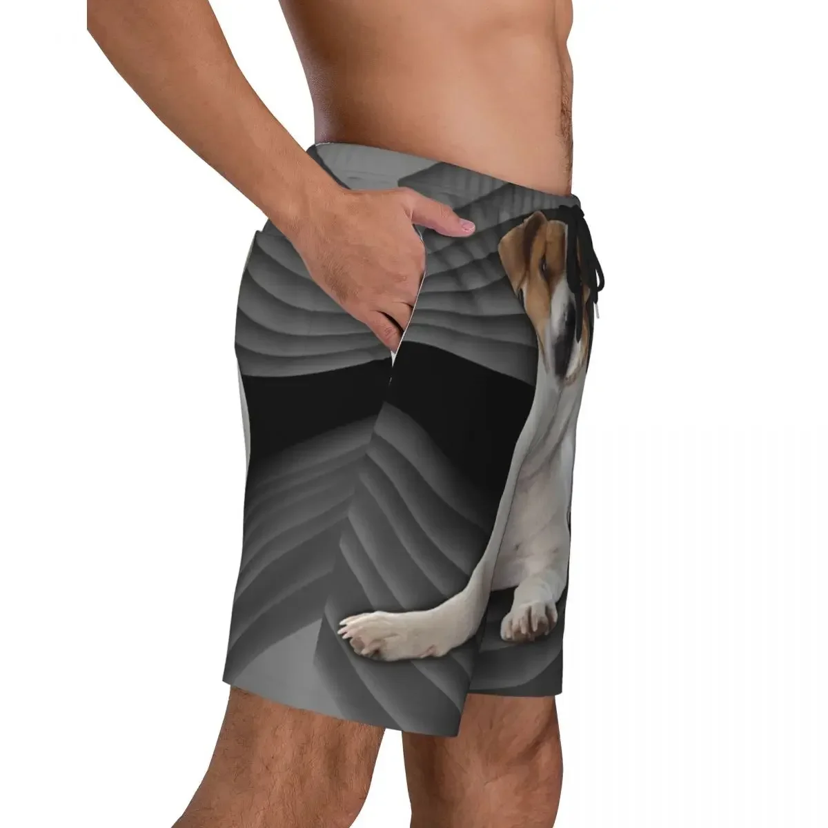 Custom Cute Jack Russell Terrier Swim Trunks Mens Quick Dry Board Shorts Pet Dog Bathing Suits Boardshorts