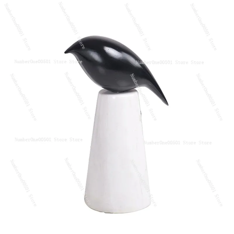 Bird Figurine Set Modern Black Bird Decor for Living Room Study Office Decor