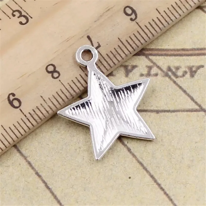150 Stück antiksilberfarbene Stern-Anhänger, 23 x 20 mm, für Halsketten, Ohrringe, Schmuckherstellung, A2429 – Detail 5