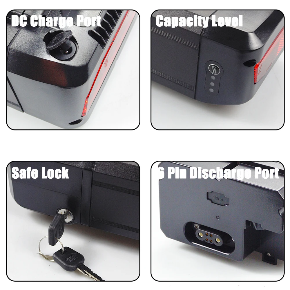 الأمتعة الليثيوم 48 فولت 52 فولت 20 أمبير 25 أمبير بطارية حامل الرف الخلفي 500 واط 750 واط 1000 واط أرييل رايدر أشيب Ebike دواسة CORE 2.0 AWD Ebike #3