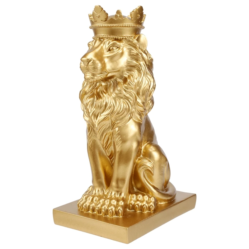 Abstract Crown Lion Statue Home Office Bar Male Lion Faith Resin Sculpture Crafts Animal Art Decor Ornaments