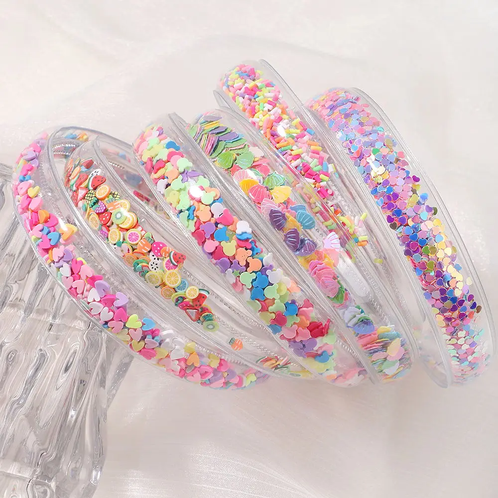 1pc Fashion Transparent Quicksand Headbands For Baby Kids Girls Glitter Sequin Hairbands Bezel Hair Hoops Hair Accessories Gift