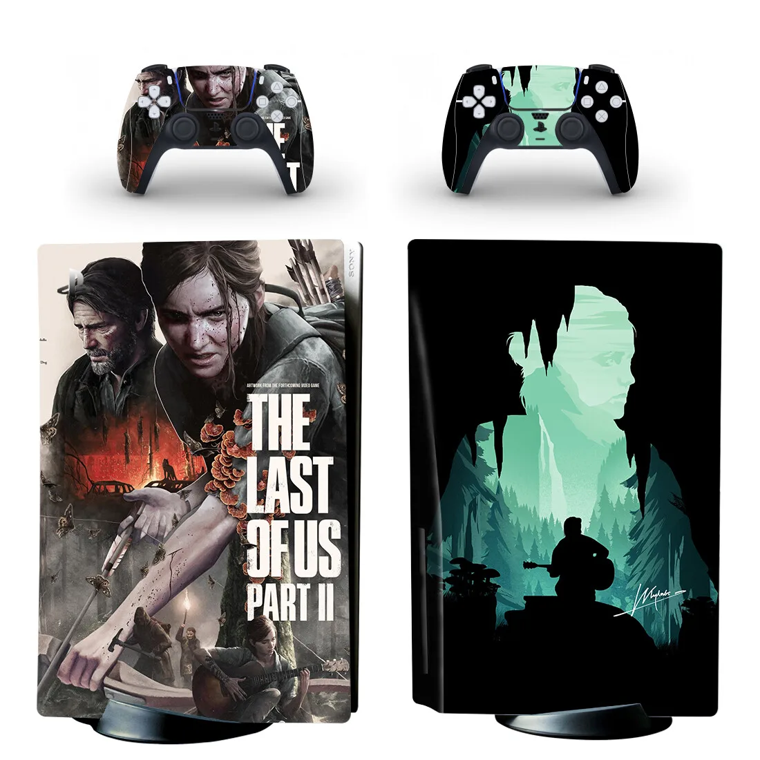 ملصق جلدي لإصدار قرص PS5 من The Last Of Us لوحدة التحكم Playstation 5 و2 وحدات تحكم ملصق جلود واقية من الفينيل طراز 5
