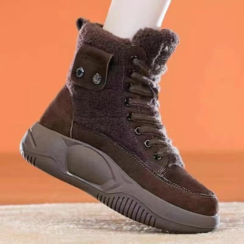 Platformowe damskie sportowe botki mieszkania futrzane buty zimowe 2024 Trend Casual ciepłe buty na śnieg markowe trampki Mujer Botas