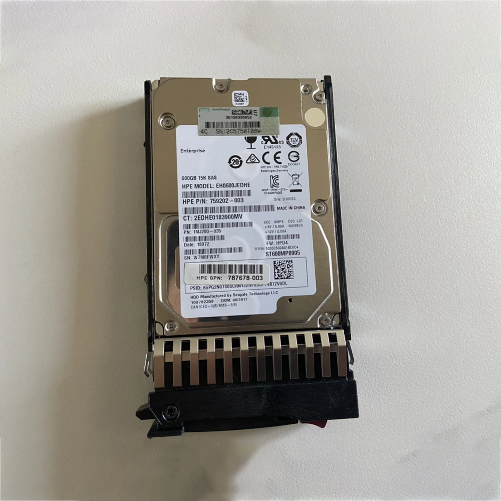 600GB para HPE 12G SAS 15K 2,5 6J9F42A 787642-001 600G disco duro