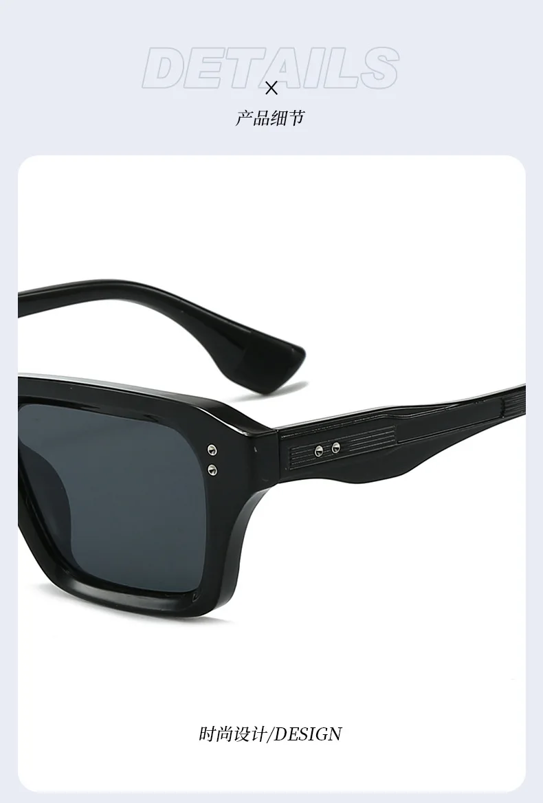 Luxus Vintage Nieten Schmücken Quadratischen Rahmen Sonnenbrille Frauen Männer Mode Designer Shades Sommer Reisen Stick Brillen UV400 – Detail 8