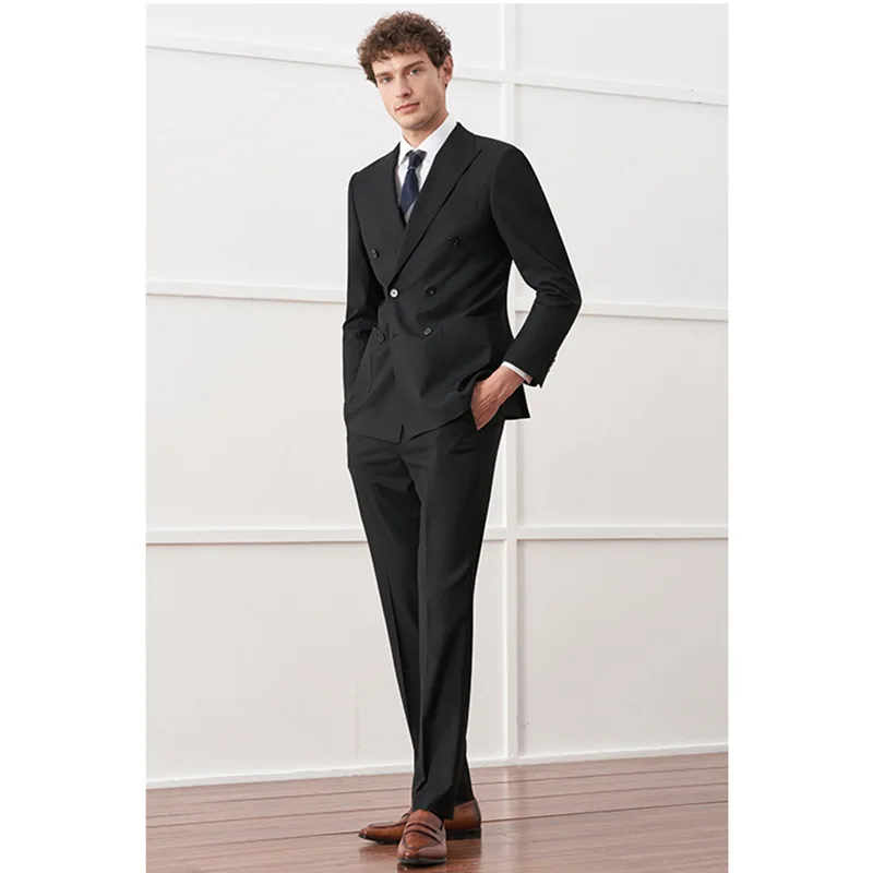 Le361traje de doble botonadura de estilo británico para hombre, traje formal informal, vestido de banquete de boda para novio