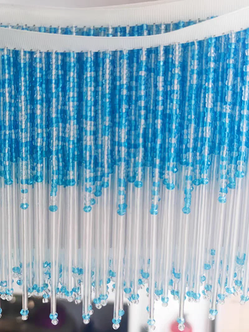 14cm Wide Bugle Beads and Crystal Beads Beaded Fringe, Mixed Color Bead Fringe, Lampshade Curtain Table Runner Beaded Fringe