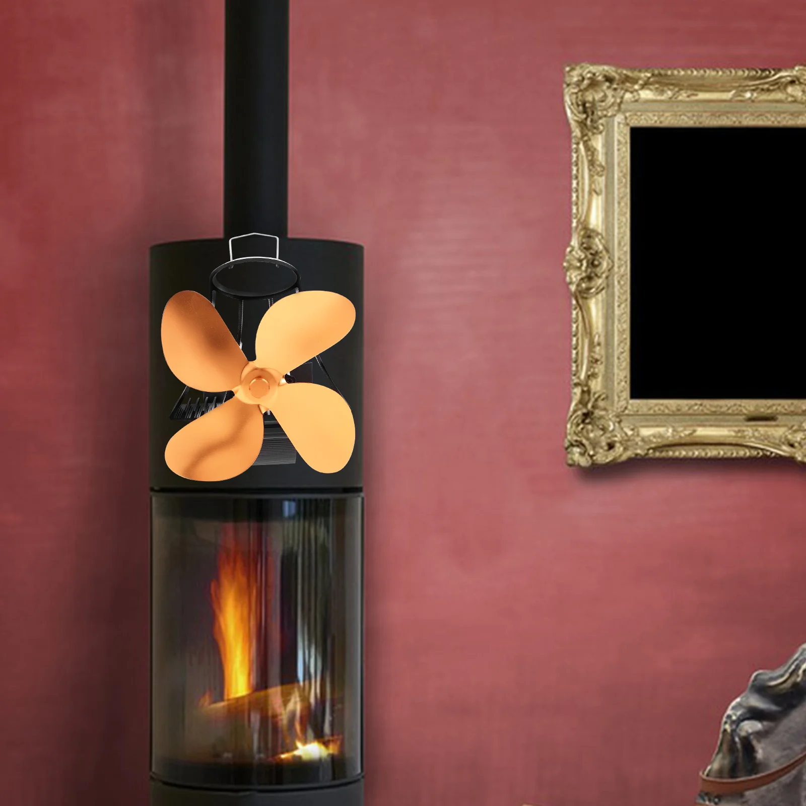 

1Pcs Fireplace Fan Thermal Power Stove Fan Heat Powered 4 Blades Heat Circulation Room Warmer Silent Operation