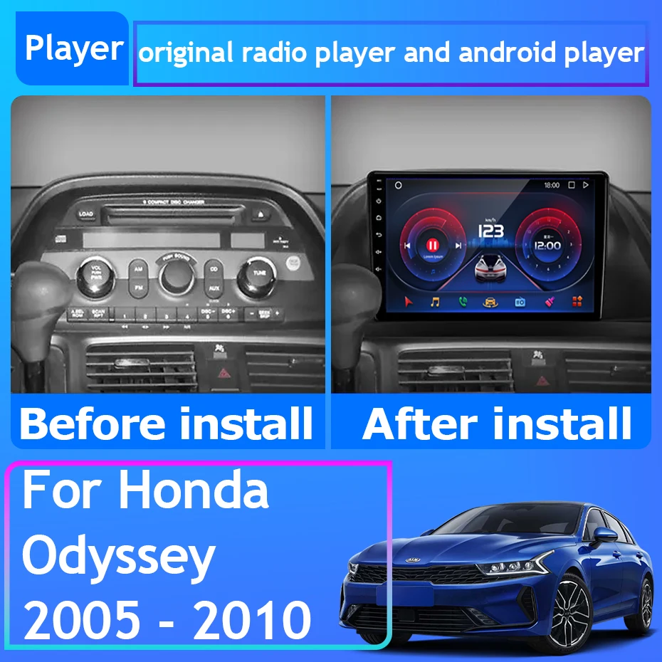 

Car Radio Carplay Android 13 For Honda Odyssey 2005 - 2010 GPS Navigation Android Auto 5G Wifi Bluetooth No 2din DVD