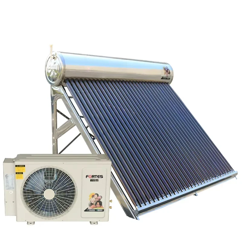 

Best Price High Pressurized Evacuated Tube Hybrid Solar Water Heater System + Air Source Air To Water Heat Pump For Home