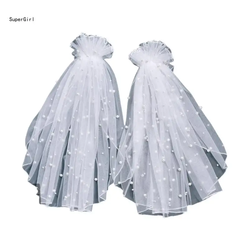 Tulle Epaulet Shoulder Cover with Pearls Angel Theme Wedding Costume J78E