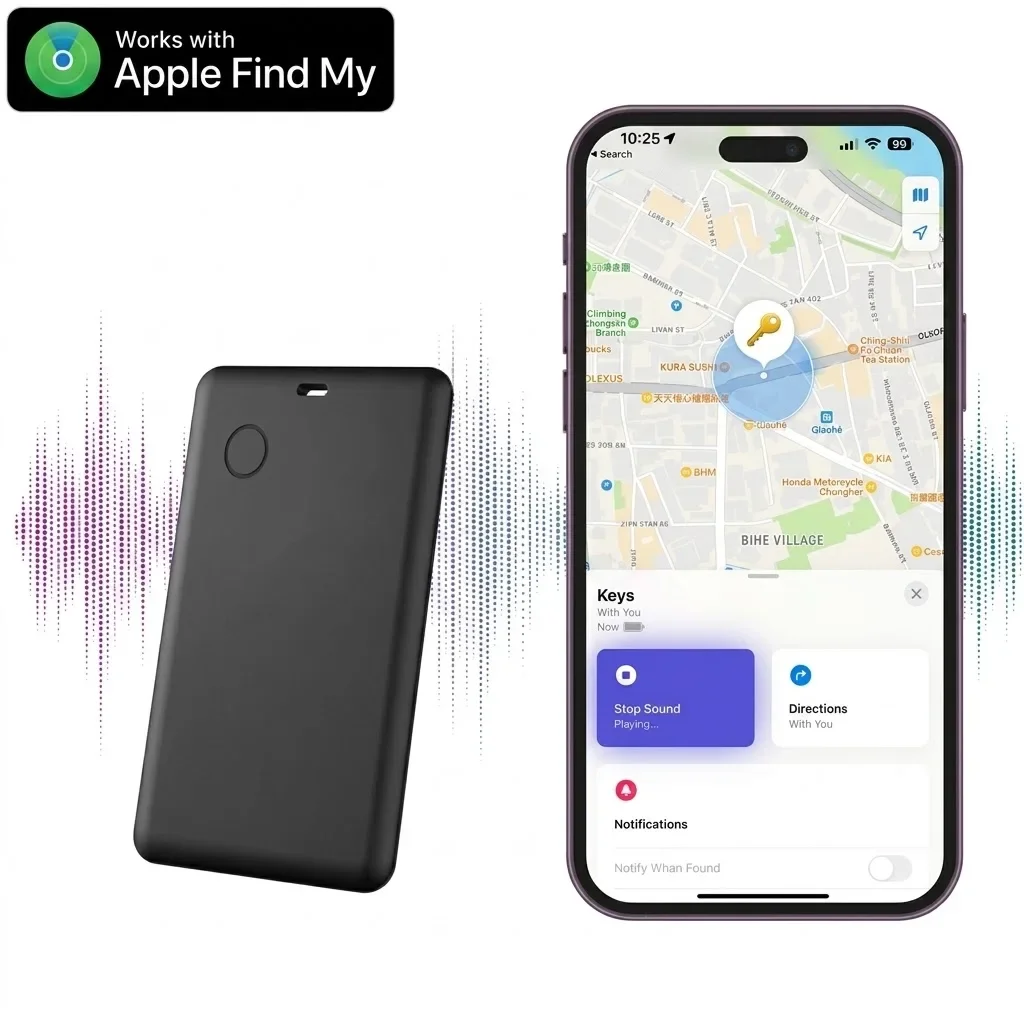 Smart Wallet Tracker Card GPS Locator Anti‑Lost Tag Works For Apple Find My Item Finder Wallet Bag Passport Luggage Tracker
