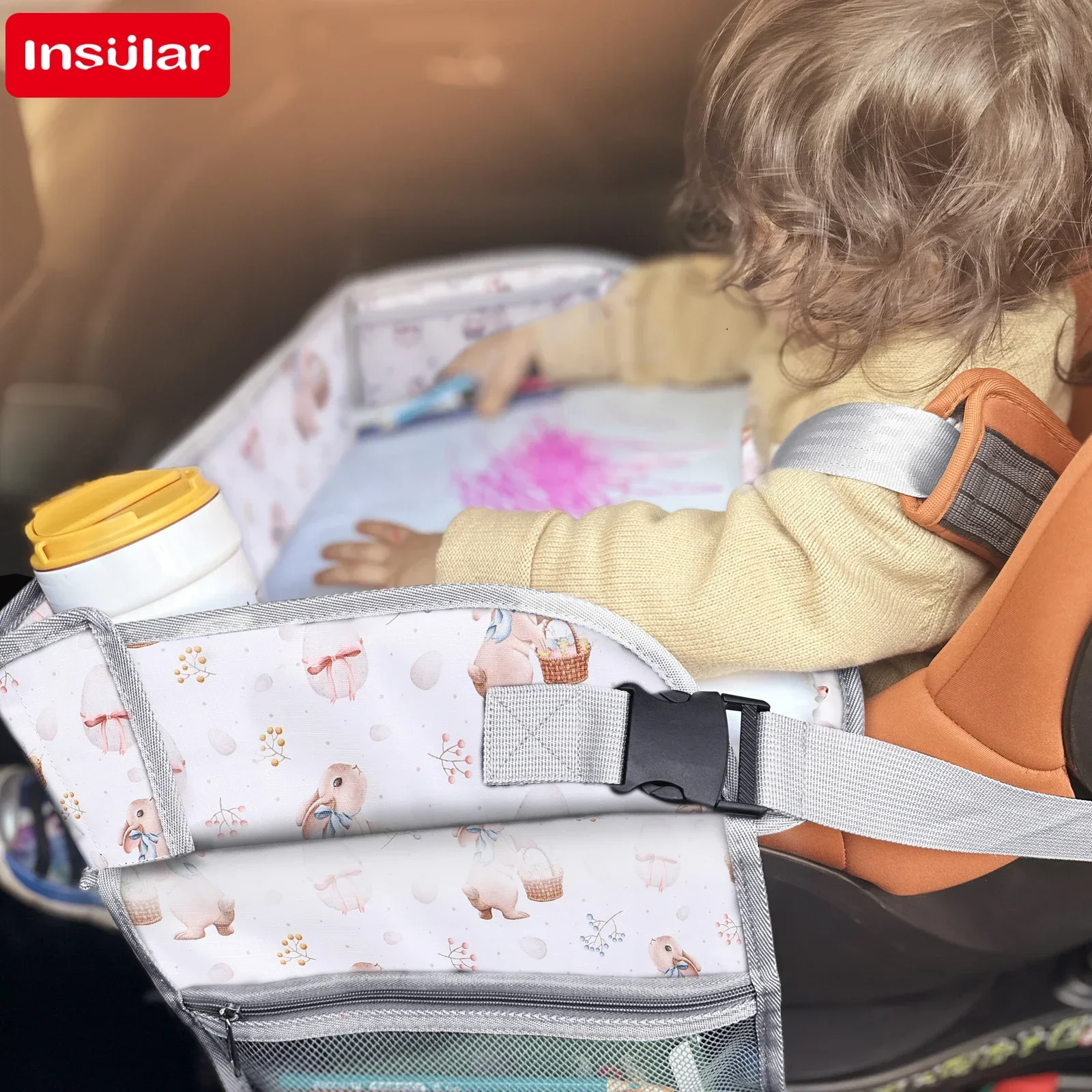 

INSULAR Kids Travel Tray Children's Portable Drawing Board Car Seat Easy to Wipe Child Painting Tray Folding Trip Whiteboard