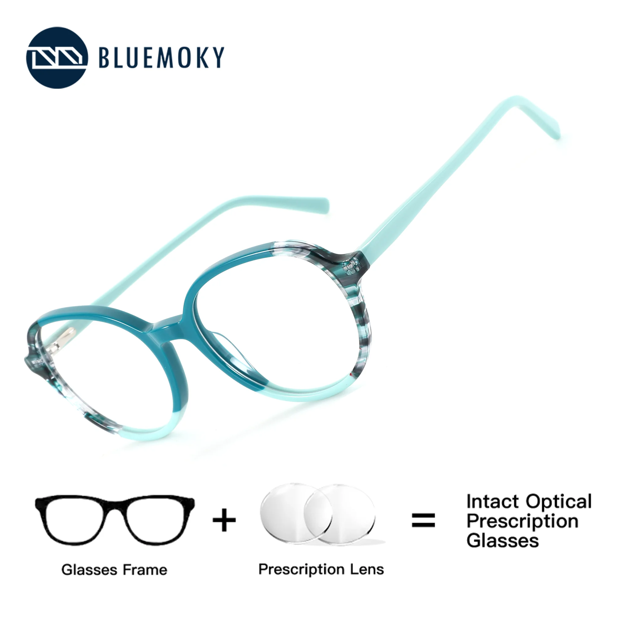 

BLUEMOKY Round Acetate Prescription Glasses Women Photochromic Anti Blue Light Multifocal Optical Eyeglasses Elegant