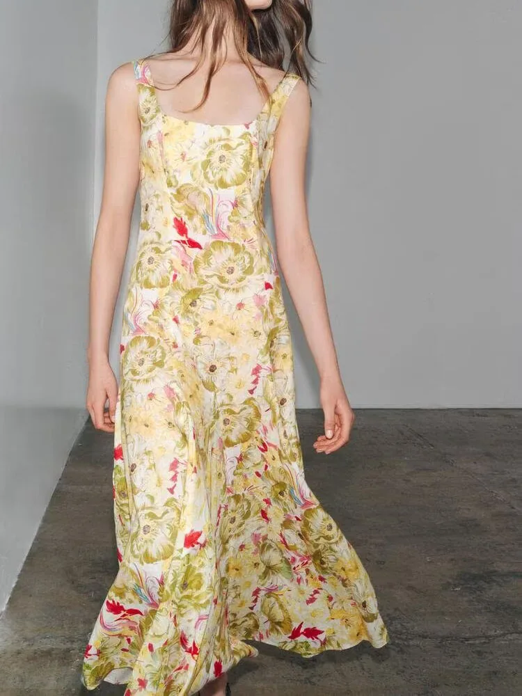 

Faionable Printed Mixed Fiber Svel Strap Dr New Arrival Summer Women's Clothing Ele Aosphere ZA2025