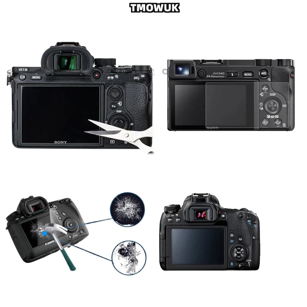 

Scratch-Proof HD Clear Protector Film For Canon 70D/80D/90D/7DIII/6DII/700D/750D/60D/77D/800D Cameras