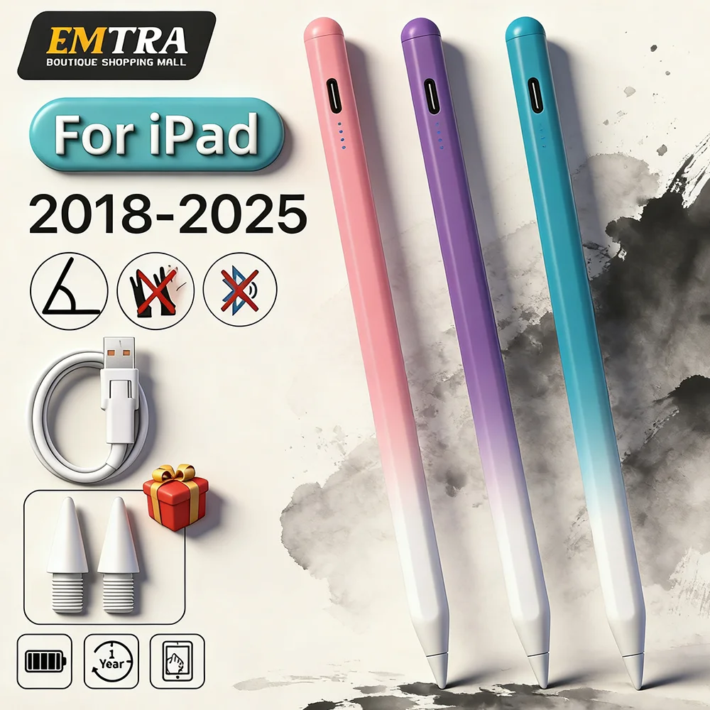 

Стилус 2025 с функцией Palm Rejection для iPad Pro 11/12,9 Air Mini, градиент цвета, мощность дисплея, защитная ручка, совместимая с экраном