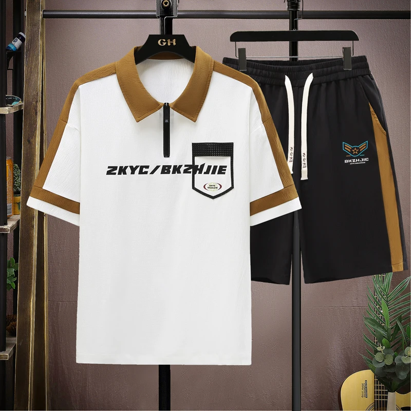 

Модные мужские комплекты 2026: летние уличные свободные футболки с коротким рукавом и брюки, спортивные костюмы, молодежные повседневные топы и джоггеры