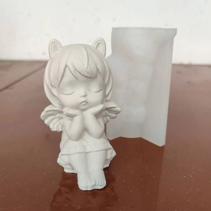 DIY Cute Angel Silicone Candle Mold Handmade Plaster Aromatherapy Candle Desktop Ornaments Epoxy Resin Casting Mould Home Decor