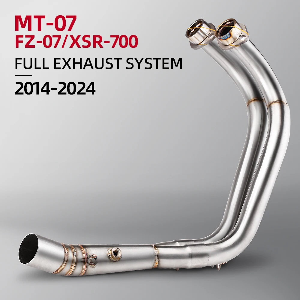 For Yamaha MT07 FZ07 2014-2024 XSR700 Motorcycle Exhaust System Modify Stainless Steel Front Link Pipe 51mm Slip on Mid Section