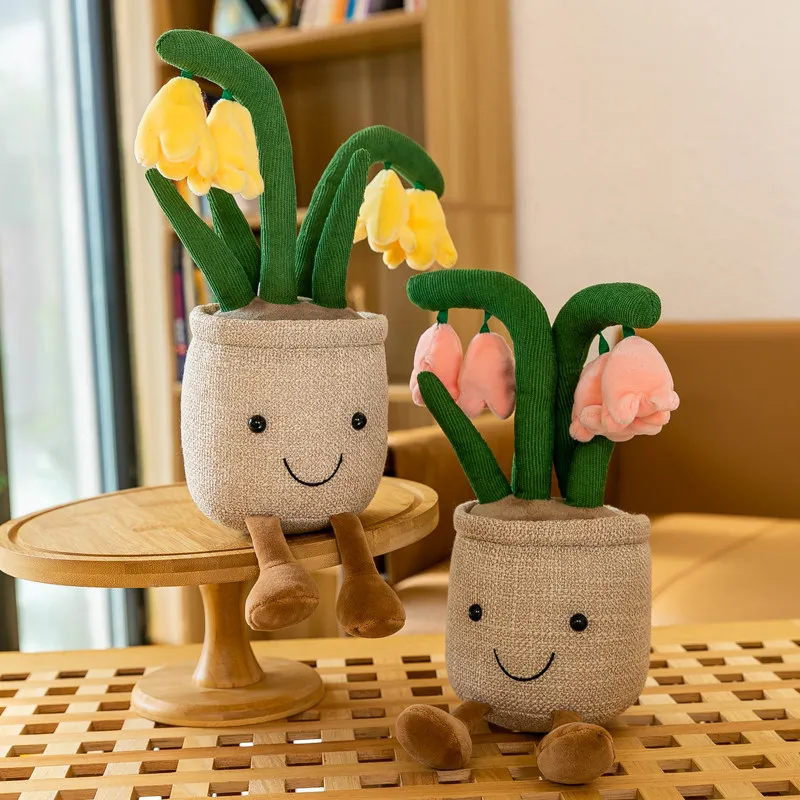 Peluche Jc: Fiori Sorridenti in Vaso, Morbidi Giocattoli Imbottiti, Bambole a Forma di Girasole, Rosa, Tulipano, Ornamenti da Scrivania e Camera da Letto, Regalo da Collezione