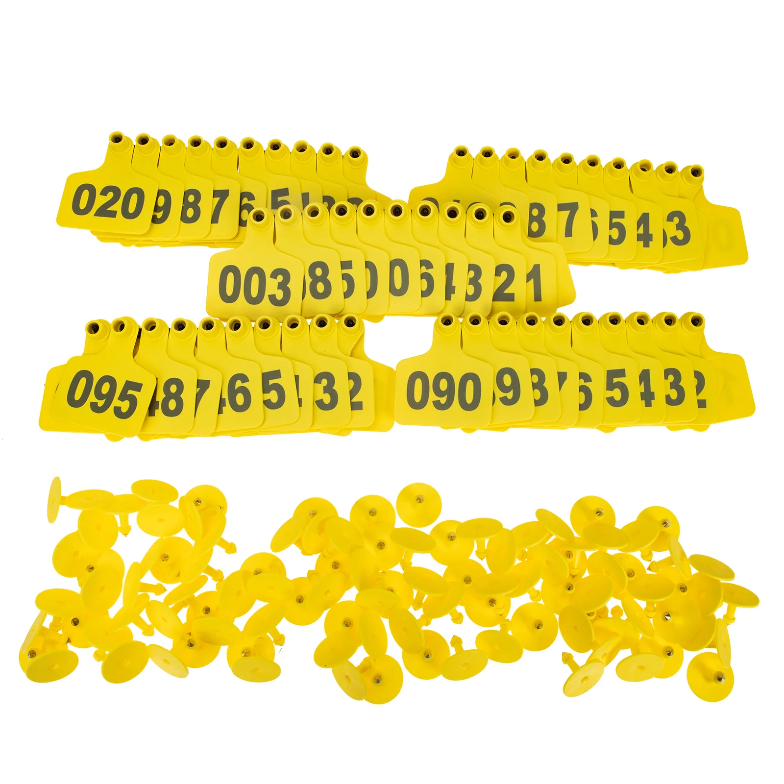 100 Sets Veterinary Ear Tag Number Livestock Tags Animal Signs for Calf Sheep Pig Plastic Cow Cattle