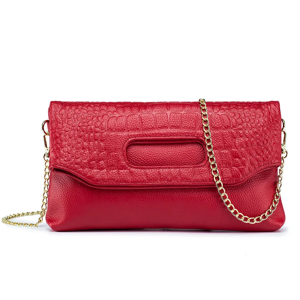 Wzorek z aligatorem damskie kopertówka ze skóry naturalnej krokodyla torebka ze skóry cielęcej luksusowe torby na ramię lub Crossbody