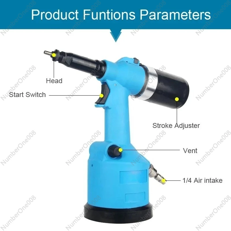 Pneumatic Air Rivet Nut Guns ISO M3 M12 Automatic Insert Threaded Pull Setter Riveting Rivnut Tool for Nuts