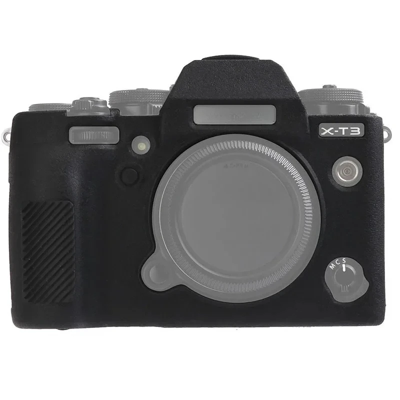 Protective Cover Protector Skin For Fujifilm X-T3 Camera Bag Litchi Anti-slip Silicone Case+ Tempered Glass LCD Protective Film