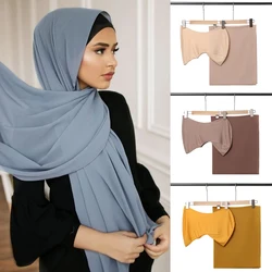 Chiffon Hijabs With Matching Inner Hats Sets Muslim Women Hijab Headscarf Chiffon Scarf Shawl Scarves Underscarf Jersey Hijab