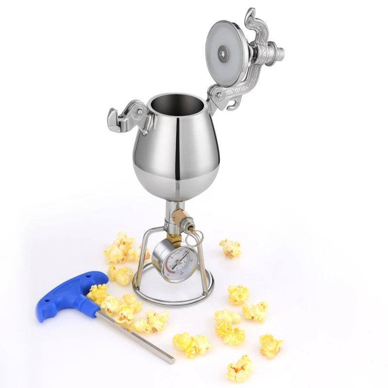 New popcorn machine household mini small popcorn machine grain amplifier 304 stainless steel hand crank