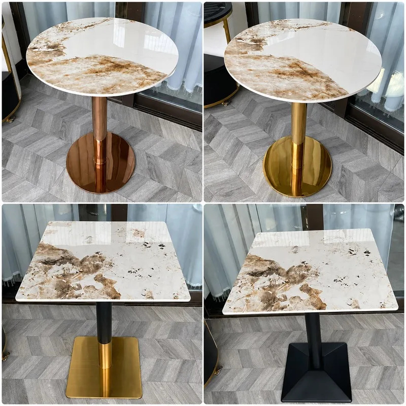 Commercial Pandora rock slab dining table restaurant milk tea shop cafe table and chair combination outdoor commercial negotiati