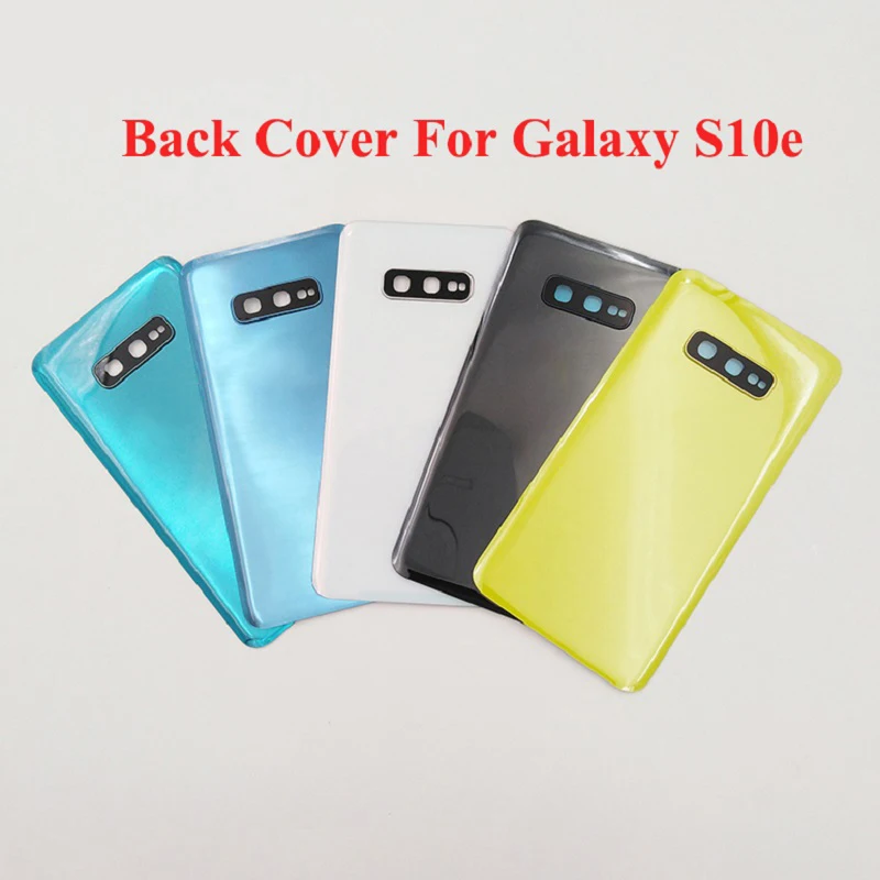Image of Rückseitige Akkuabdeckung für Samsung Galaxy S10E S10e SM-G970F Glas-Rückgehäuse Ersatzteile mit Kameralinse